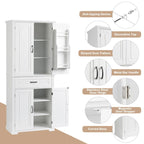 Bathroom Floor Cabinet, Freestanding Storage Cabinet with Doors and Drawer, Kitchen Cupboard with Adjustable Shelf