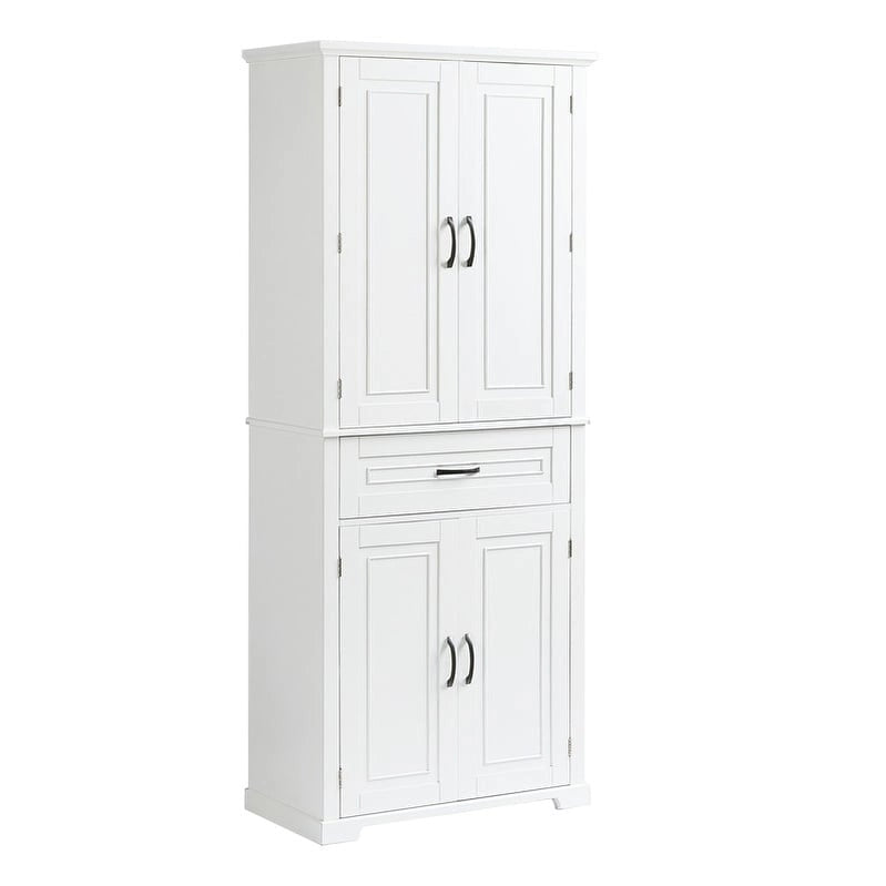 Bathroom Floor Cabinet, Freestanding Storage Cabinet with Doors and Drawer, Kitchen Cupboard with Adjustable Shelf