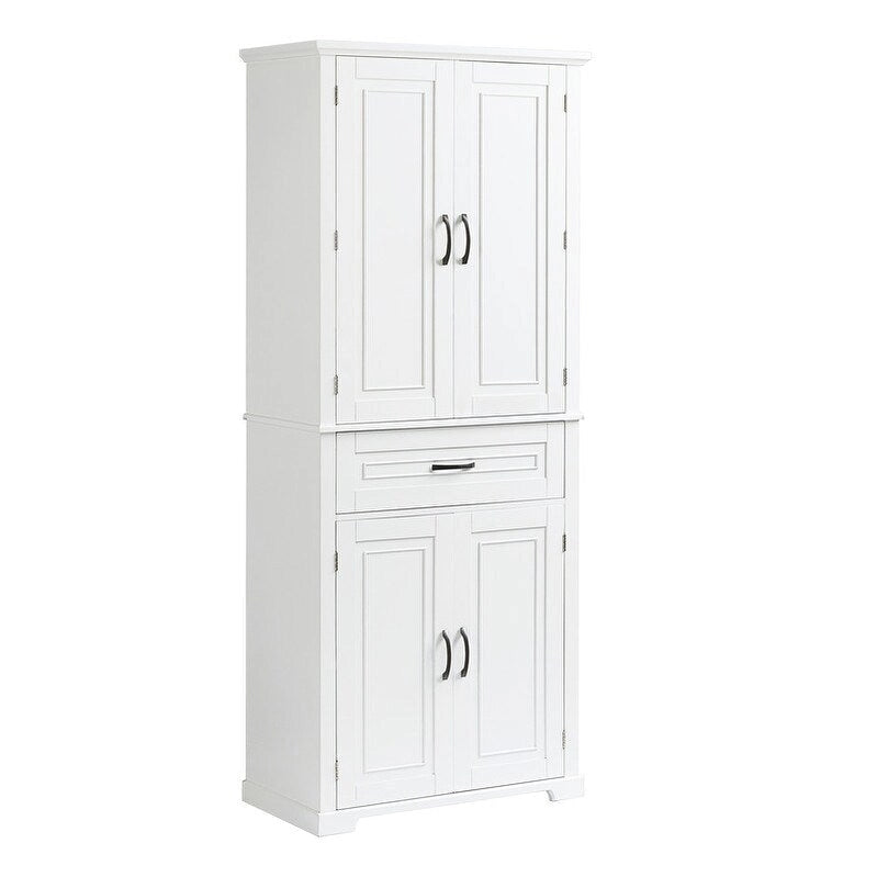 Bathroom Floor Cabinet, Freestanding Storage Cabinet with Doors and Drawer, Kitchen Cupboard with Adjustable Shelf