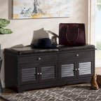 Contemporary Dark Brown 2-Drawer Shoe Storage Bench by 