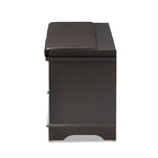 Dark Brown Double Drawer Shoe Storage Bench with Cushioned Seat