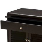 Dark Brown Double Drawer Shoe Storage Bench with Cushioned Seat