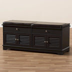 Dark Brown Double Drawer Shoe Storage Bench with Cushioned Seat