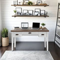 Modern Farmhouse 53 inch Writing Desk, No Assembly Required, Two-Tone Finish