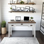 Modern Farmhouse 53 inch Writing Desk, No Assembly Required, Two-Tone Finish