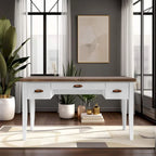 Modern Farmhouse 53 inch Writing Desk, No Assembly Required, Two-Tone Finish