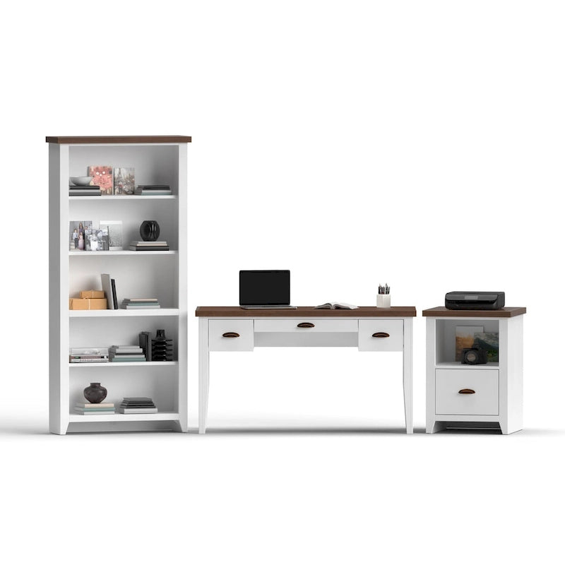 Modern Farmhouse 53 inch Writing Desk, No Assembly Required, Two-Tone Finish