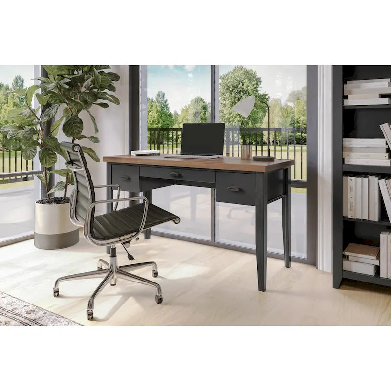 Modern Farmhouse 53 inch Writing Desk, No Assembly Required, Two-Tone Finish