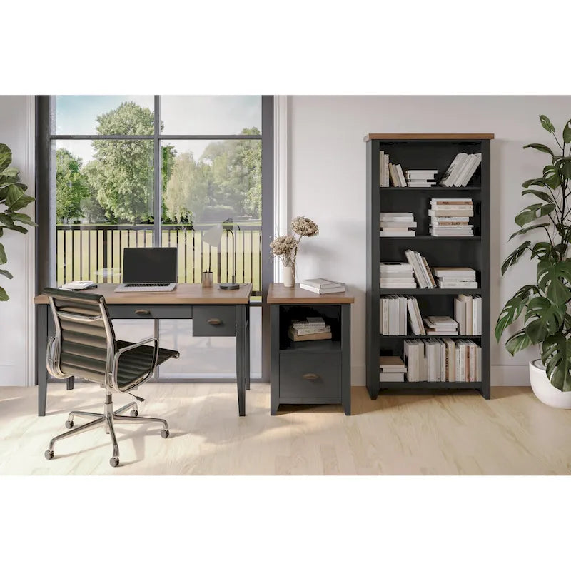 Modern Farmhouse 53 inch Writing Desk, No Assembly Required, Two-Tone Finish