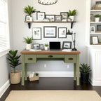 Modern Farmhouse 53 inch Writing Desk, No Assembly Required, Two-Tone Finish