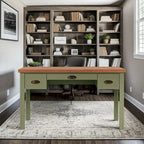 Modern Farmhouse 53 inch Writing Desk, No Assembly Required, Two-Tone Finish