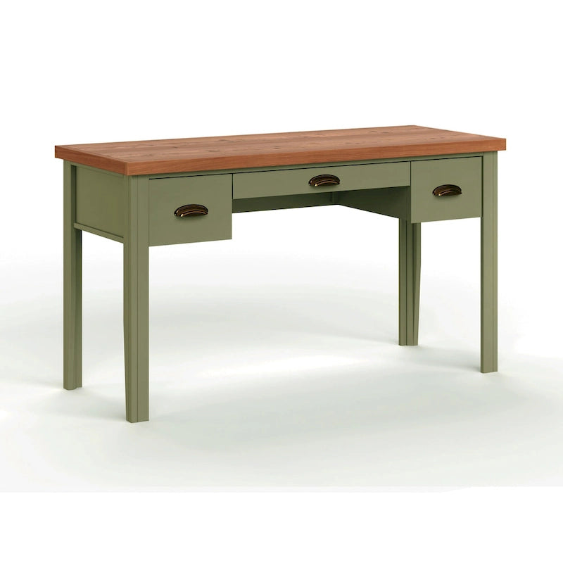 Modern Farmhouse 53 inch Writing Desk, No Assembly Required, Two-Tone Finish