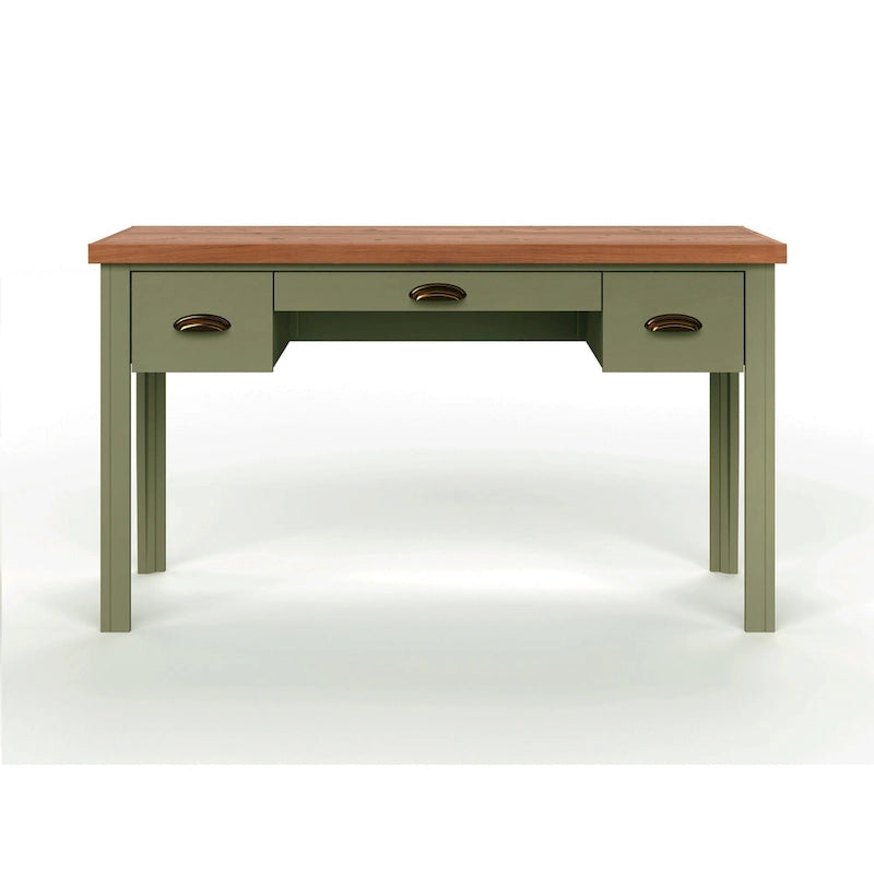 Modern Farmhouse 53 inch Writing Desk, No Assembly Required, Two-Tone Finish