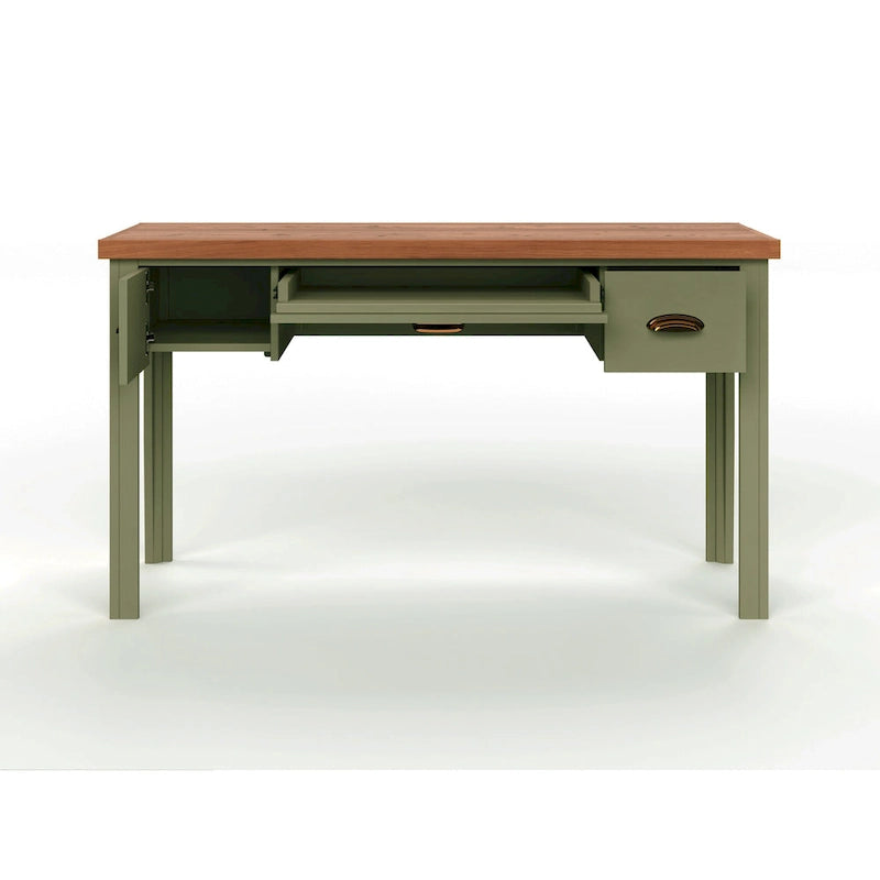 Modern Farmhouse 53 inch Writing Desk, No Assembly Required, Two-Tone Finish