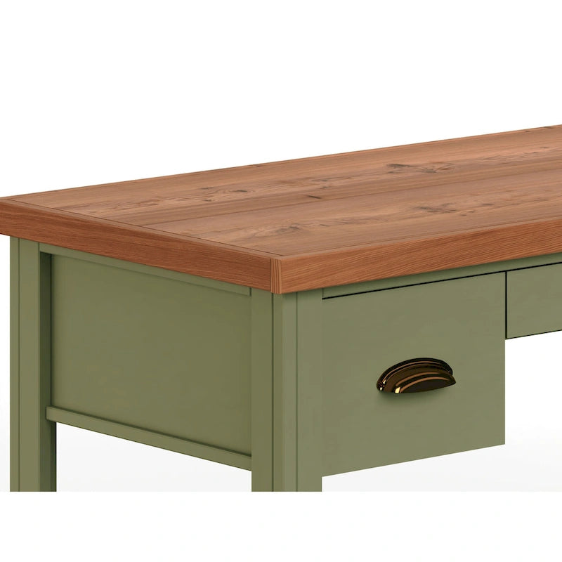 Modern Farmhouse 53 inch Writing Desk, No Assembly Required, Two-Tone Finish