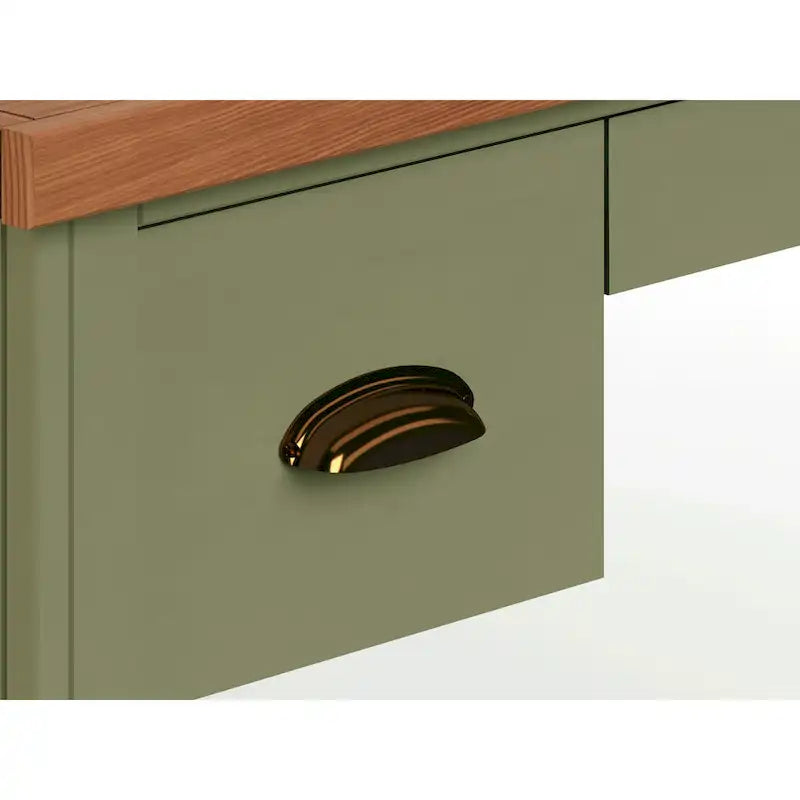 Modern Farmhouse 53 inch Writing Desk, No Assembly Required, Two-Tone Finish