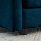 Chenille L-Shaped Sectional, 2 Seater Loveseat with Ottoman Blue