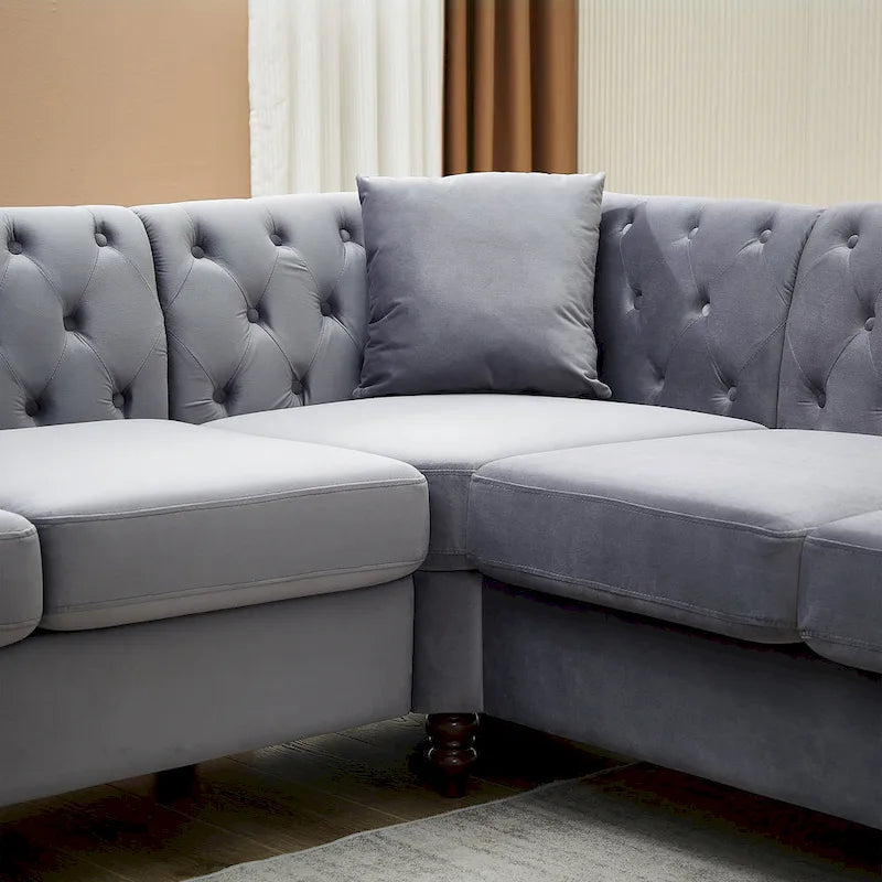 83.5-Inch Oversized Corner Sofa, L-Shaped Sectional Couch, 5-Seater Corner Sofas with 3 Pillows for Living Room, Bedroom, Apar