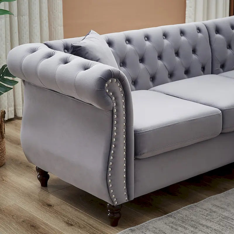 83.5-Inch Oversized Corner Sofa, L-Shaped Sectional Couch, 5-Seater Corner Sofas with 3 Pillows for Living Room, Bedroom, Apar