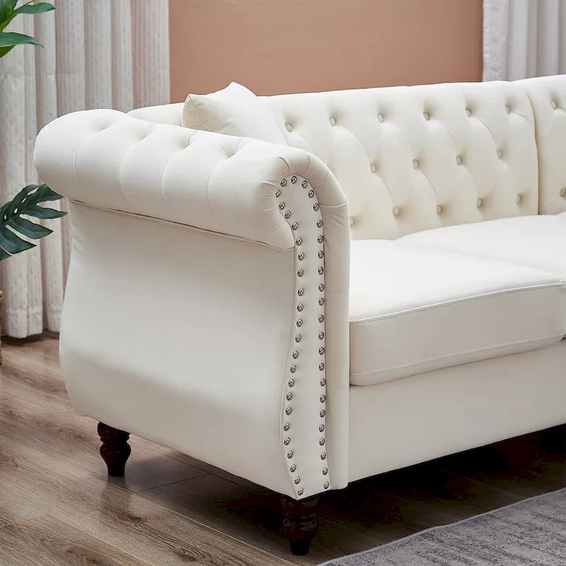 83.5-Inch Oversized Corner Sofa, L-Shaped Sectional Couch, 5-Seater Corner Sofas with 3 Pillows for Living Room, Bedroom, Apar