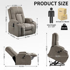 Infinite Position Okin Motor Up to 350 LBS Power Lift Recliner Chair for Elderly, Heavy Duty Motion Mechanism with 8-Point Vibra