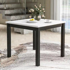 5-piece Counter Height Dining Table Set with One Faux Marble Top Dining Table and Four Velvet-Upholstered Chairs,Grey