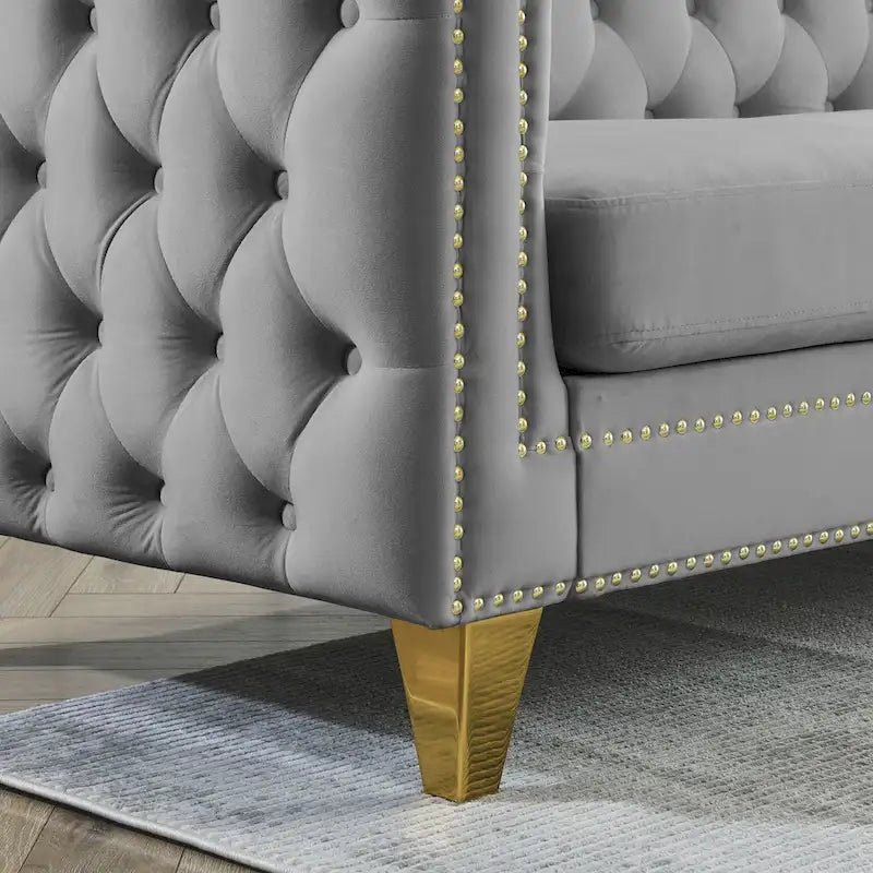 {Contact us for 3D modeling} Velvet Sofa for Living Room,Buttons Tufted Square Arm Couch, Modern Couch Upholstered Button and Me