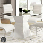  Hann Contemporary White 45-inch Glass Top Dining Table