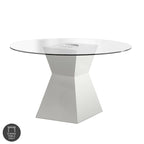 Hann Contemporary White 45-inch Glass Top Dining Table