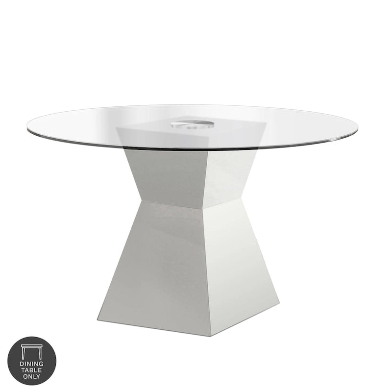 Hann Contemporary White 45-inch Glass Top Dining Table