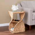  Nivvan Coastal Natural Woven Fiber Side Table