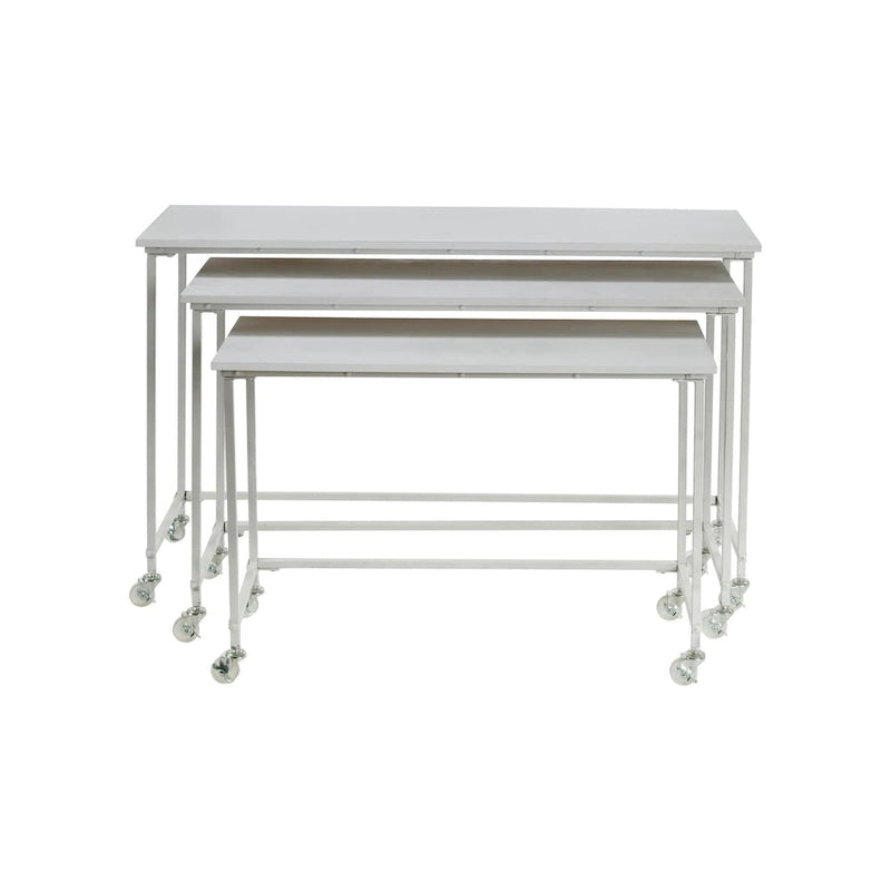 3 Piece White Nesting Tables with Casters