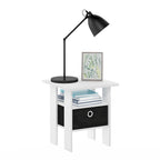 Furinno Andrey End Table Nightstand with Bin Drawer, Sonoma Oak/Ivory