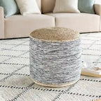 Livabliss Lilia Coastal 18-inch Cylinder Pouf