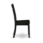 East West Furniture Boston Dining Room Chairs - Cross Back Solid Wood Seat Chairs, Set of 2, Black - BOC-BLK-W