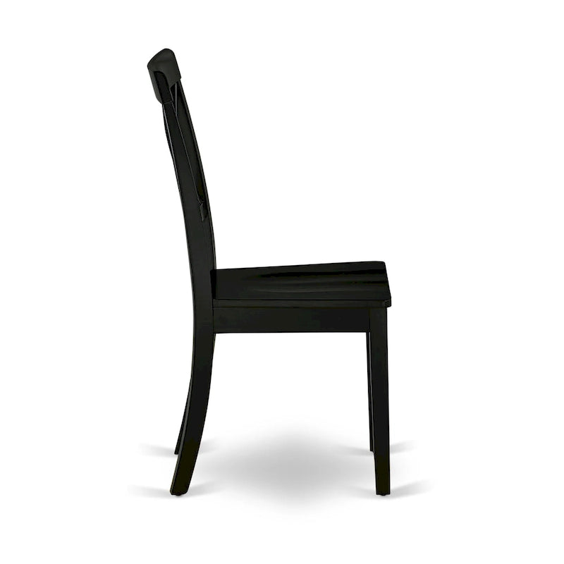 East West Furniture Boston Dining Room Chairs - Cross Back Solid Wood Seat Chairs, Set of 2, Black - BOC-BLK-W