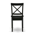 East West Furniture Boston Dining Room Chairs - Cross Back Solid Wood Seat Chairs, Set of 2, Black - BOC-BLK-W