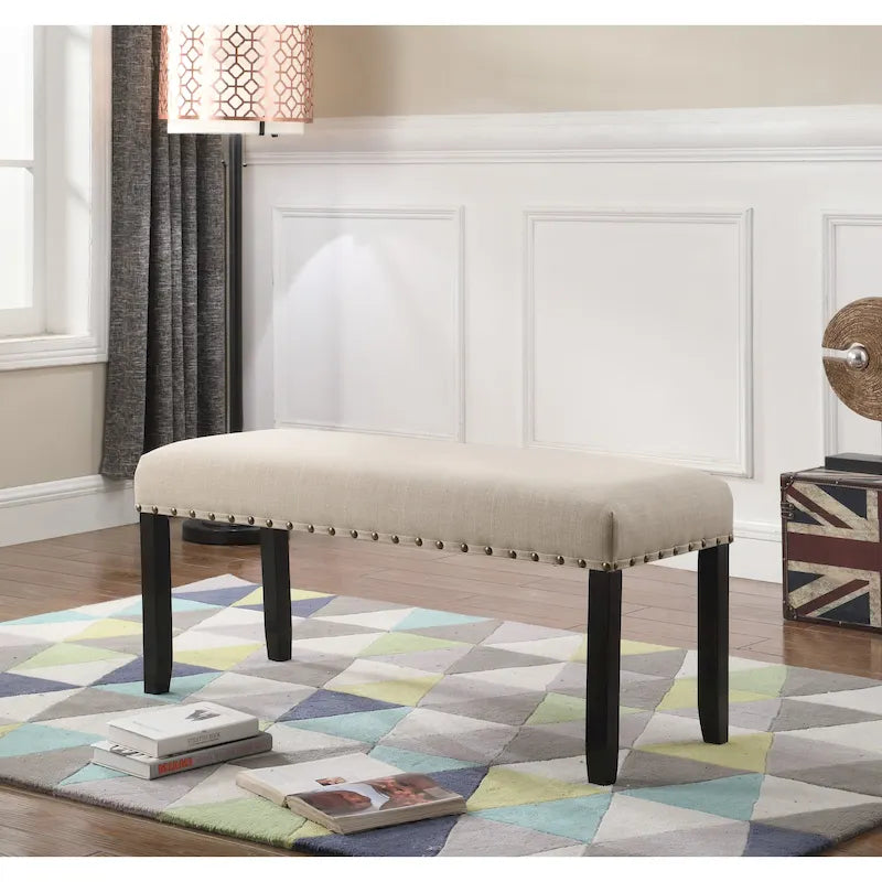 Biony Fabric Dining Bench with Nailhead Trim