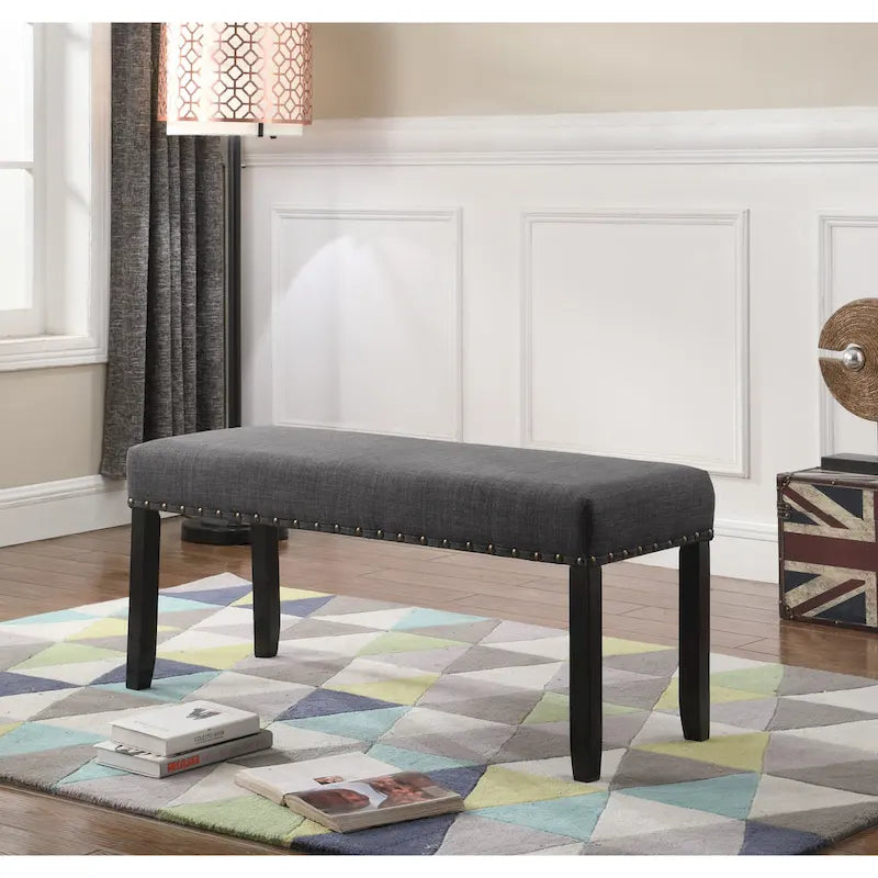 Biony Fabric Dining Bench with Nailhead Trim