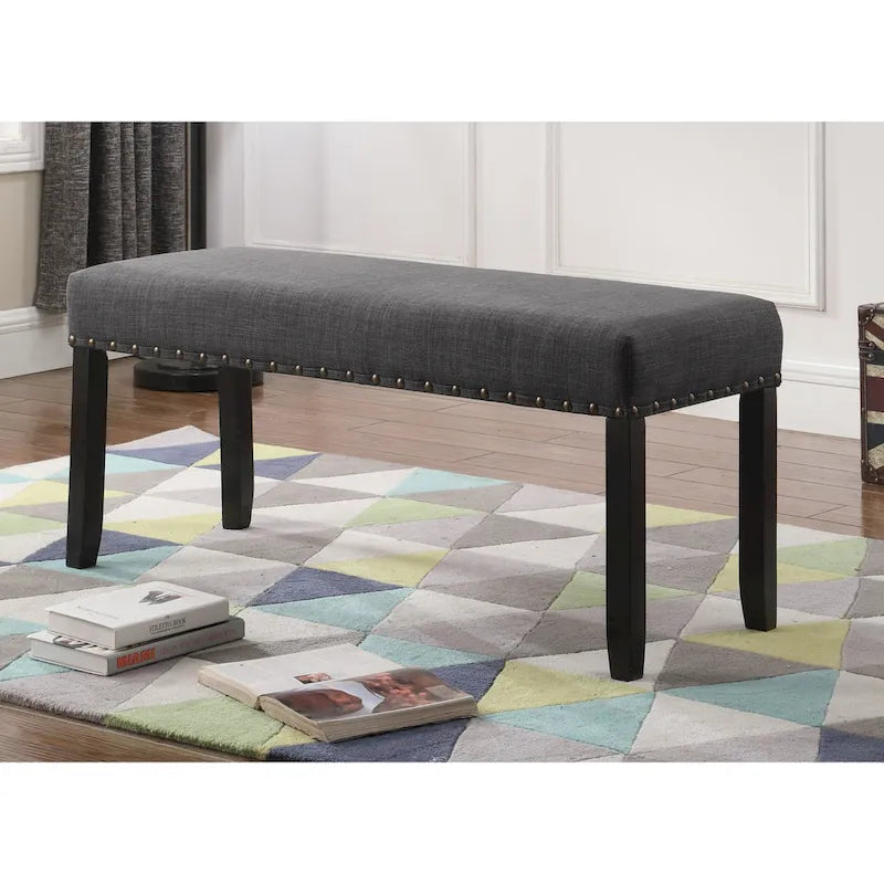 Biony Fabric Dining Bench with Nailhead Trim