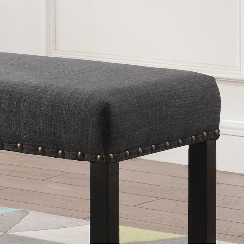 Biony Fabric Dining Bench with Nailhead Trim