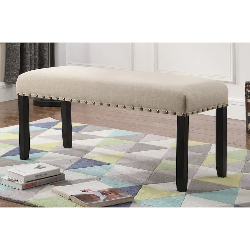 Biony Fabric Dining Bench with Nailhead Trim