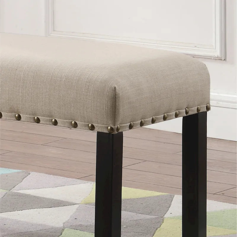 Biony Fabric Dining Bench with Nailhead Trim