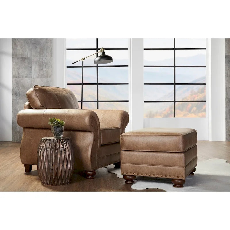  Leinster Fabric Arm Chair and Ottoman in Jetson Ginger