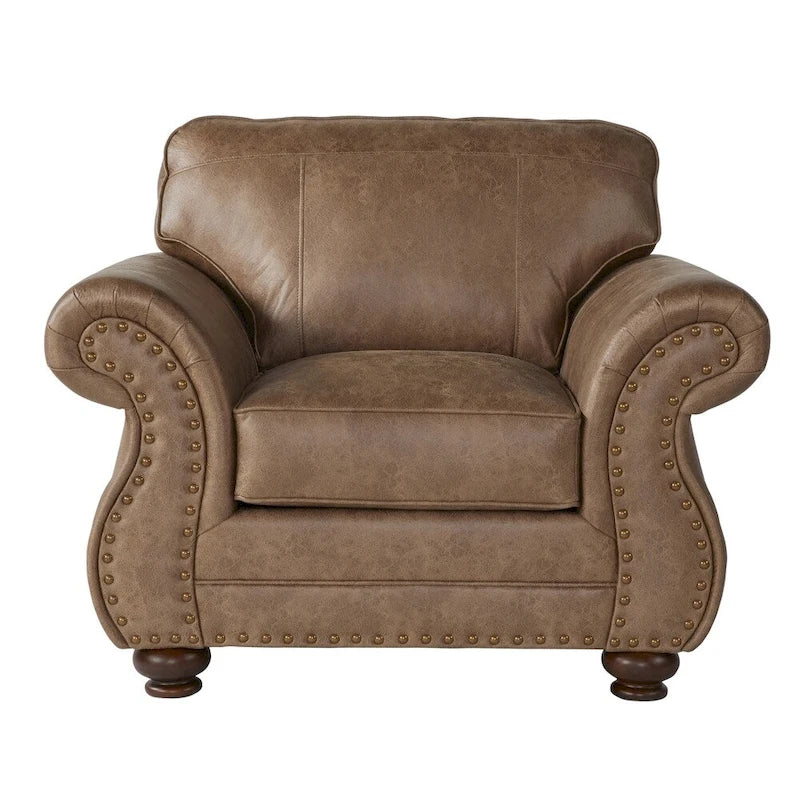 Leinster Fabric Arm Chair and Ottoman in Jetson Ginger