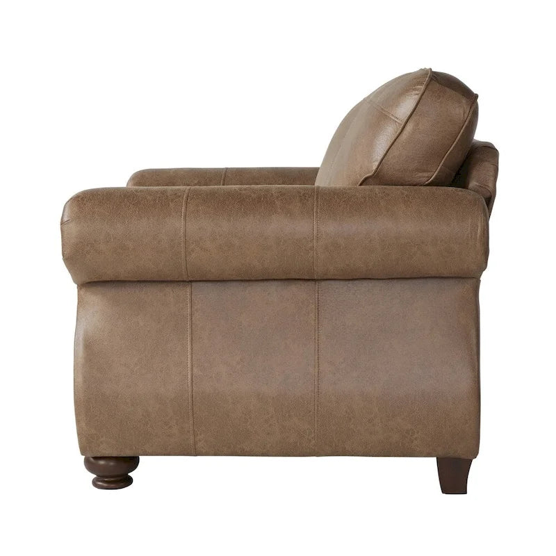 Leinster Fabric Arm Chair and Ottoman in Jetson Ginger