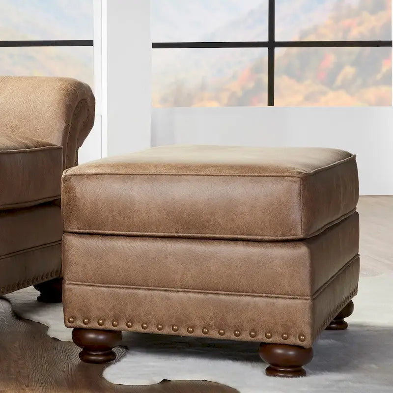 Leinster Fabric Arm Chair and Ottoman in Jetson Ginger