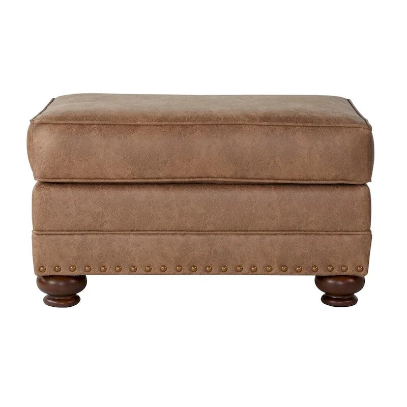 Leinster Fabric Arm Chair and Ottoman in Jetson Ginger