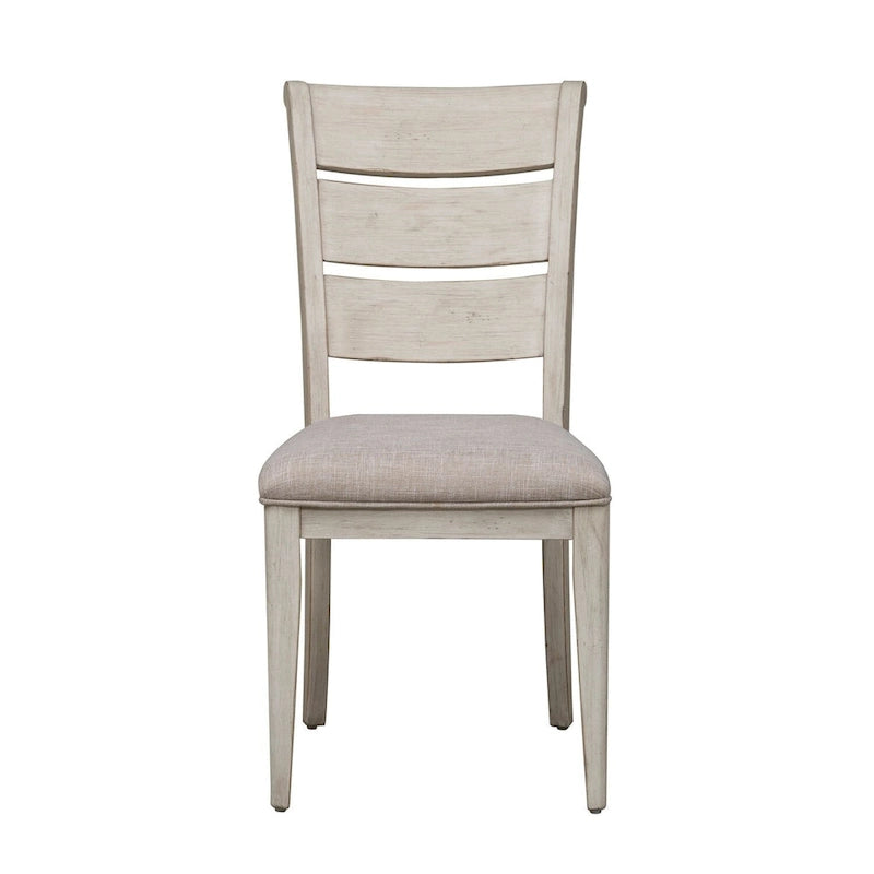 Farmhouse Reimagined Antique White Ladder Back Upholstered Side Chair (Set of 2)