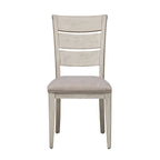 Farmhouse Reimagined Antique White Ladder Back Upholstered Side Chair (Set of 2)